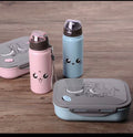 Elephant Pattern Microwaveable Portable Kids Children Snack Box Food Storage Box Lunch Box with Water Bottle Set